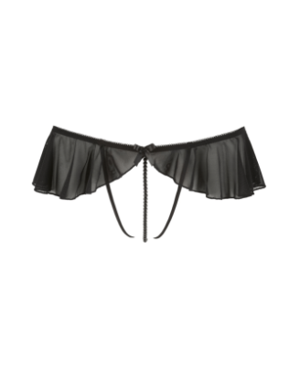 String ouvert à volants & perles noires - Cottelli